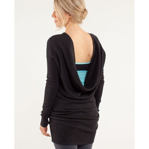 Lululemon Serenity Sweater Wrap Tunic Dress 6 Gray Reversible Cowl Neck W3408S - Picture 7 of 12